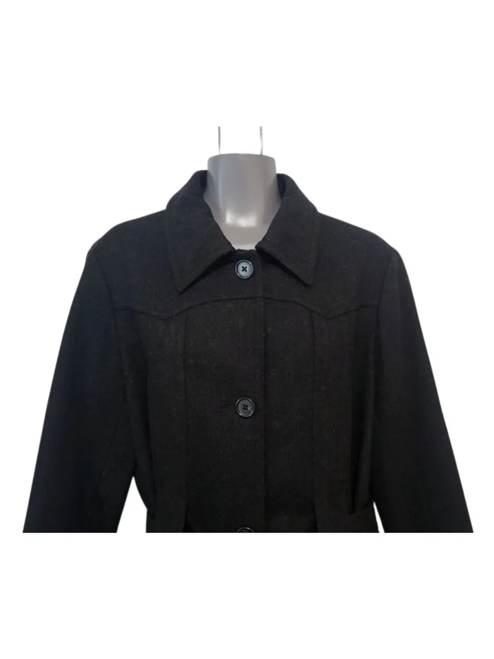J. CREW Black Wool Belted Coat Classic Single-Breasted Structured Jacket